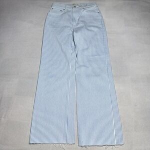 Abercrombie & Fitch High-Rise Light Blue and White Striped Wide-Leg Jeans